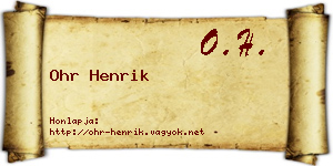 Ohr Henrik névjegykártya